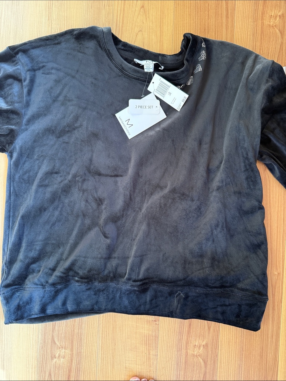 Magaschoni Black Kids Crewneck Sweatshirt with Subtle Stud Accent